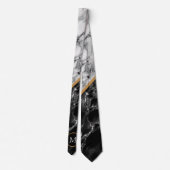 Custom Letter Neck Tie Schwarz-weiß Marble Krawatte (Rückseite)