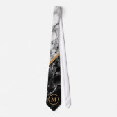 Custom Letter Neck Tie Schwarz-weiß Marble Stone Krawatte (Vorderseite)