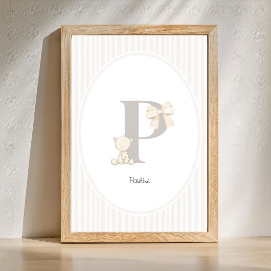 Custom Letter P Nursery Wall Art - Baby Name Print Poster