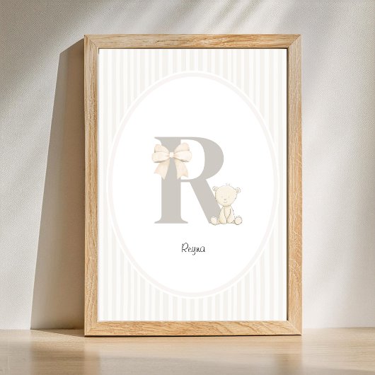 Custom Letter Q Nursery Wall Art - Baby Name Print Poster