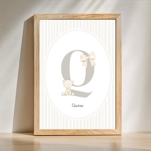 Custom Letter Q Nursery Wall Art - Baby Name Print Poster