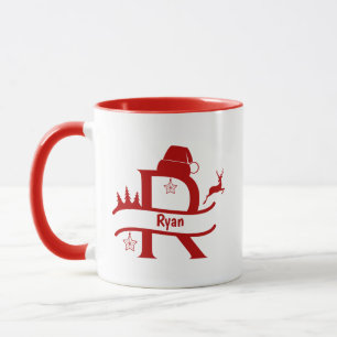 Custom Letter R Name Christmas Monogram Tasse