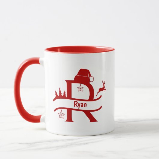 Custom Letter R Name Christmas Monogram Tasse (Links)
