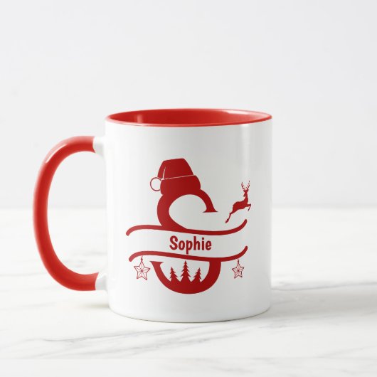 Custom Letter S Name Christmas Monogram Tasse (Links)