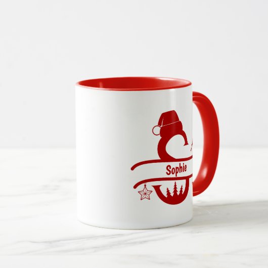 Custom Letter S Name Christmas Monogram Tasse (VorderseiteRechts)