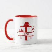 Custom Letter T Name Christmas Monogram Tasse (Links)