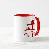 Custom Letter T Name Christmas Monogram Tasse (VorderseiteRechts)