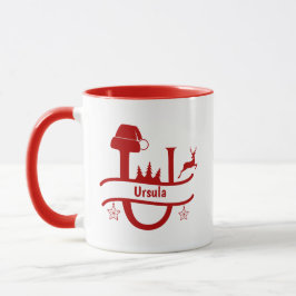 Custom Letter U Name Christmas Monogram Tasse