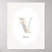 Custom Letter V Nursery Wall Art - Baby Name Print Poster (Vorne)