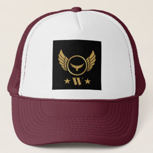 Custom Letter W Logo Monogram Gold Eagle Wings Cap Truckerkappe