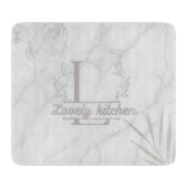 Custom Letter White and Gray Marble Cutting Board Schneidebrett (Vorderseite)