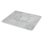 Custom Letter White and Gray Marble Cutting Board Schneidebrett (Ecke)