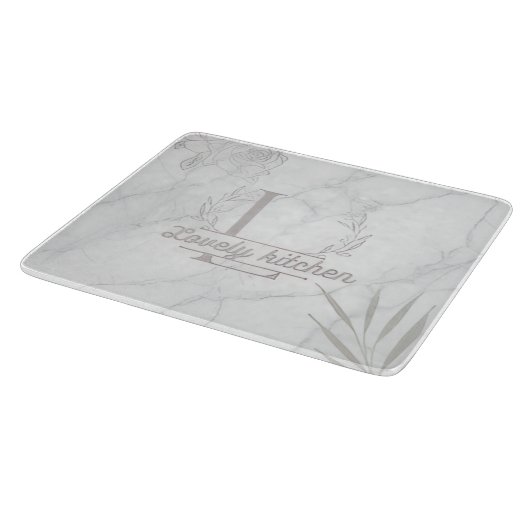 Custom Letter White and Gray Marble Cutting Board Schneidebrett (Ecke)
