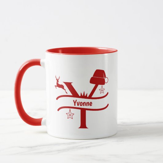 Custom Letter Y Name Christmas Monogram Tasse (Links)