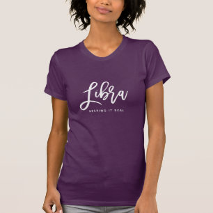 Custom Libra Horoskop Modern Script Zodiac Sign T T-Shirt