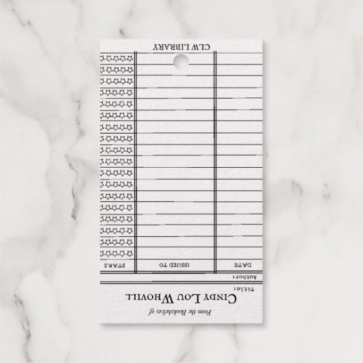 CUSTOM Library Card- Old School Geschenkanhänger (Rückseite)