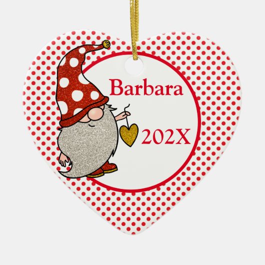 Custom Liebe Gnome Weihnachtsbaum Keramik Ornament (Vorne)