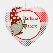 Custom Liebe Gnome Weihnachtsbaum Keramik Ornament (Hinten)