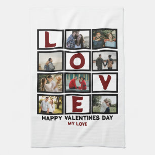 Custom Liebe Happy Valentines Tag 8 FotoCollage Geschirrtuch