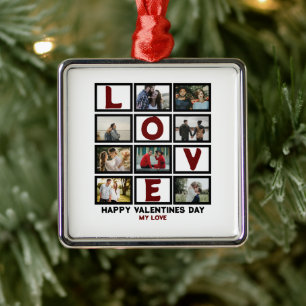 Custom Liebe Happy Valentines Tag 8 FotoCollage Ornament Aus Metall