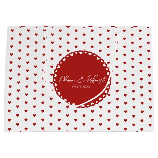 Custom Liebe Heart Geschenktasche für Paare Große Geschenktüte (Vorderseite)