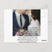 Custom Liebe Heart Wedding Foto Postkarte (Rückseite)