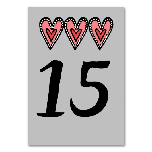 Custom Liebe Heart Wedding Tischnummer (Vorderseite)