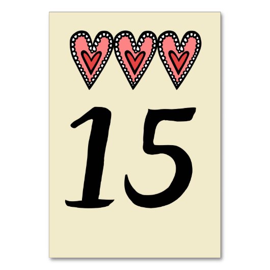 Custom Liebe Heart Wedding Tischnummer (Vorderseite)