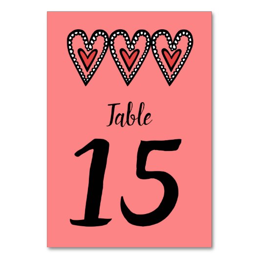 Custom Liebe Heart Wedding Tischnummer (Vorderseite)