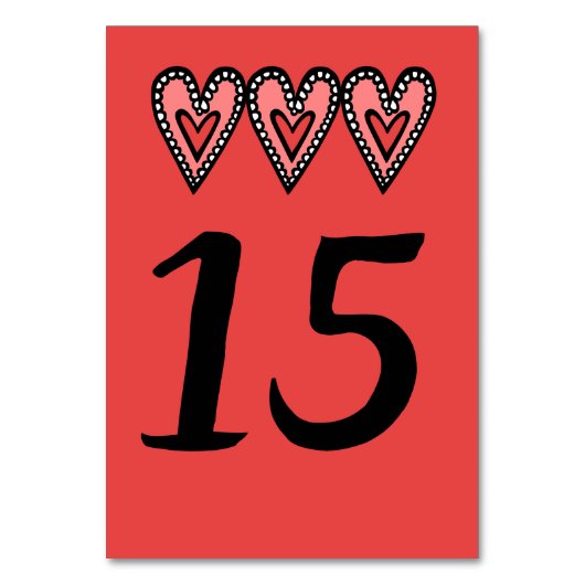 Custom Liebe Heart Wedding Tischnummer (Vorderseite)