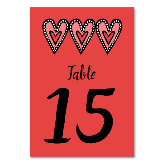 Custom Liebe Heart Wedding Tischnummer (Vorderseite)