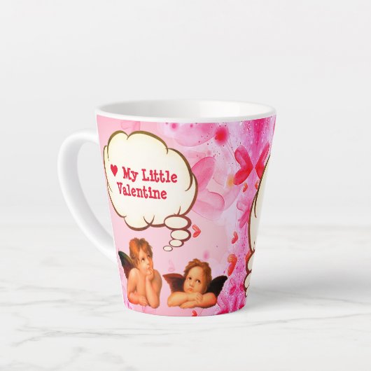Custom LIEBE MY LITTLE VALENTINE Cherub Angeln Milchtasse (Linke Ecke)