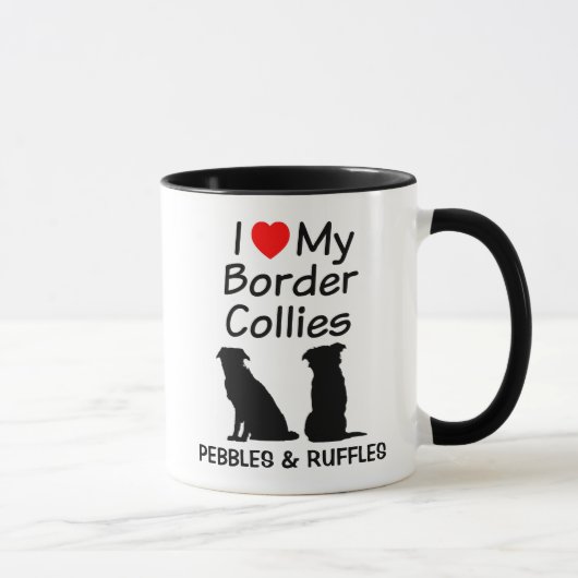 Custom Liebe My Two Border Collie Dogs Tasse (Rechts)