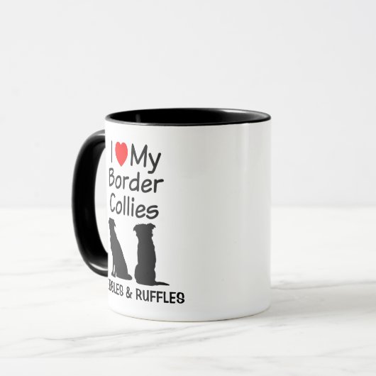 Custom Liebe My Two Border Collie Dogs Tasse (Vorderseite Links)