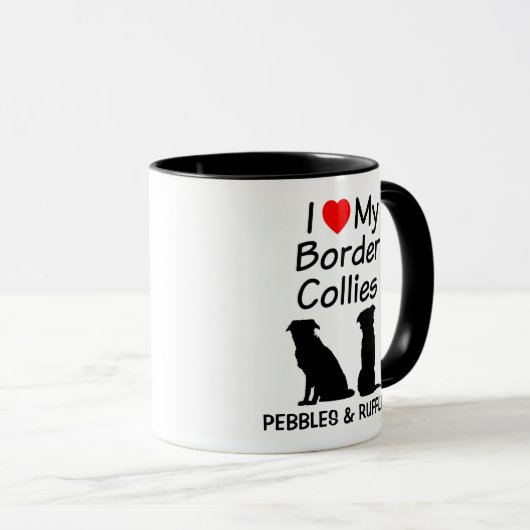Custom Liebe My Two Border Collie Dogs Tasse (VorderseiteRechts)