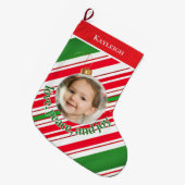 Custom Liebe Peace Joy Foto Großer Weihnachtsstrumpf (Vorderansicht (hängend))