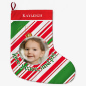 Custom Liebe Peace Joy Foto Großer Weihnachtsstrumpf (Vorderseite)