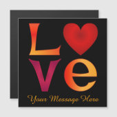 Custom LIEBE Square Letters Ombre Red & Yellow Magnetkarte (Vorne/Hinten)