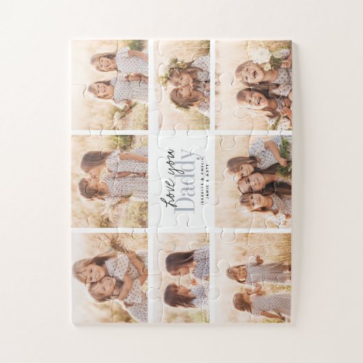 Custom Liebe You Daddy Vathers Day Foto Collage Puzzle (Vertikal)