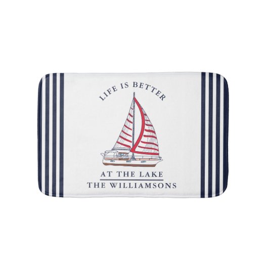 Custom Life is Better am Lake Nautical Badematte (Vorderseite)