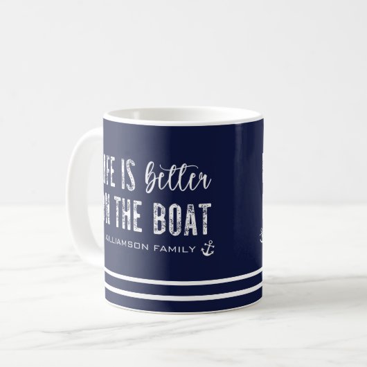Custom Life ist besser auf dem Boot | Leben auf Sc Kaffeetasse (Vorderseite Links)