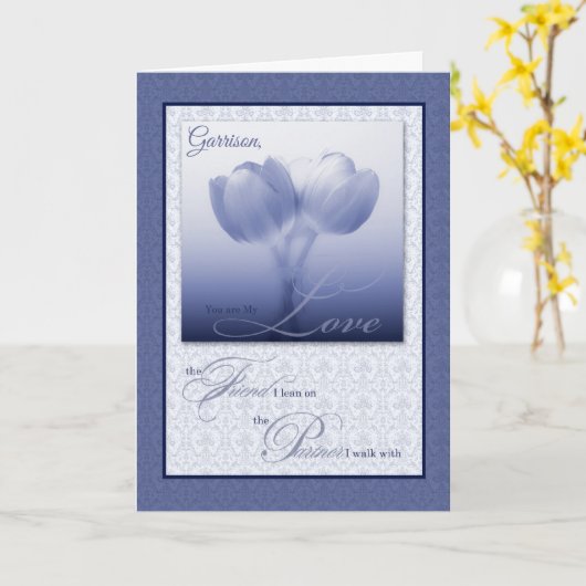 Custom Life Partner Birthday Blue Tulips Karte (Gelbe Blume)