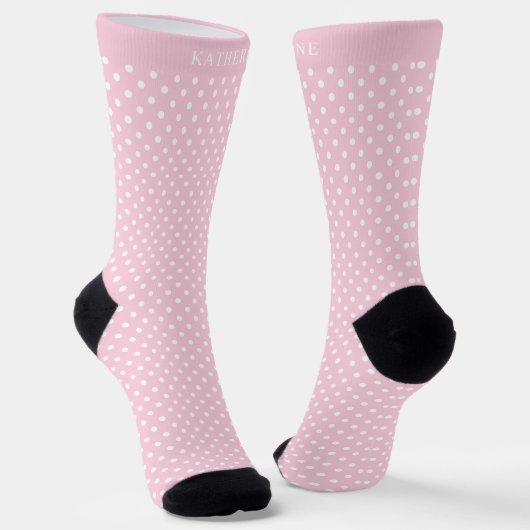 Custom Light Baby Pastel Pink White Polka Dot  Socken (Gewinkelt)