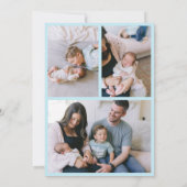 Custom Light Blue Bow Wavy Boho Collage Baby Birth Ankündigung (Rückseite)