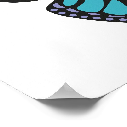 Custom Light Blue Butterfly Round Monogram Poster (Ecke)