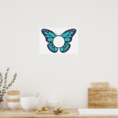 Custom Light Blue Butterfly Round Monogram Poster (Küche)