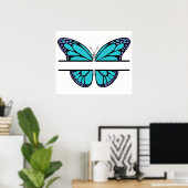 Custom Light Blue Butterfly Split Monogram Poster (Heimbüro)