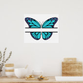Custom Light Blue Butterfly Split Monogram Poster (Küche)