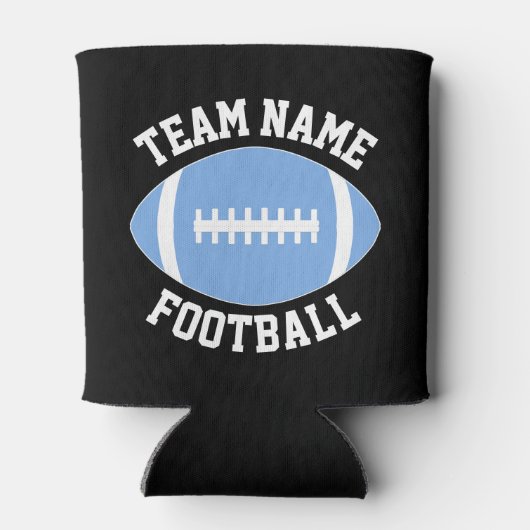Custom Light Blue Football Team Name Personalisier Dosenkühler (Rückseite)