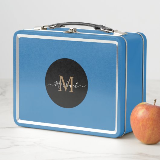 Custom Light Blue Lunchbox - Name & QR Code (Beispiel)